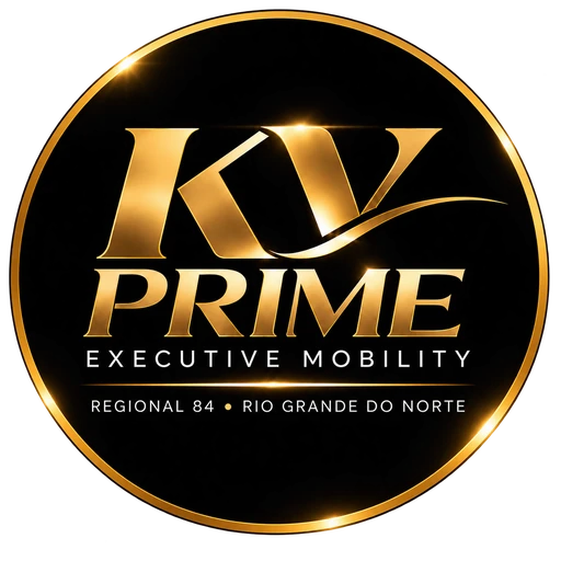 Logotipo KV PRIME Executive Mobility — círculo dourado sobre preto